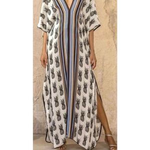 NWOT Scarlett Poppies Pineapple kaftan dress, One size $560 A30